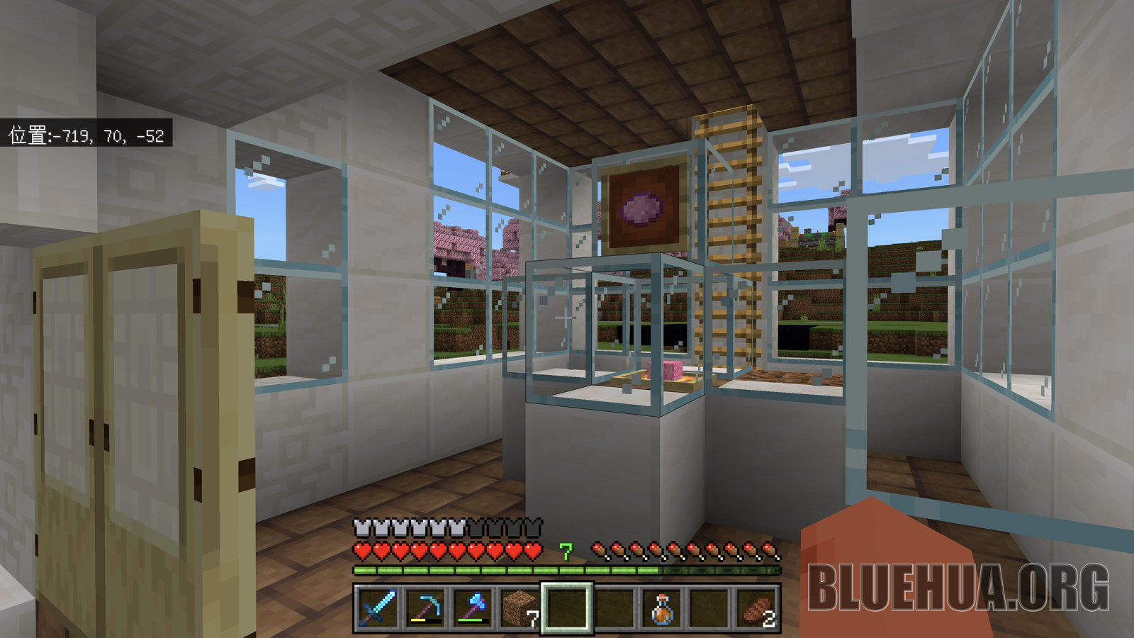 馆内只有一块粉色羊毛,破口是苦力怕炸的